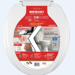 Assento Sanitário  Oval Elevado Soft 7,5cm